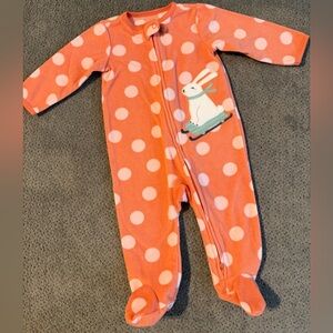 6 Month Snow Bunny Carter's Orange and White Polka Dot Footie